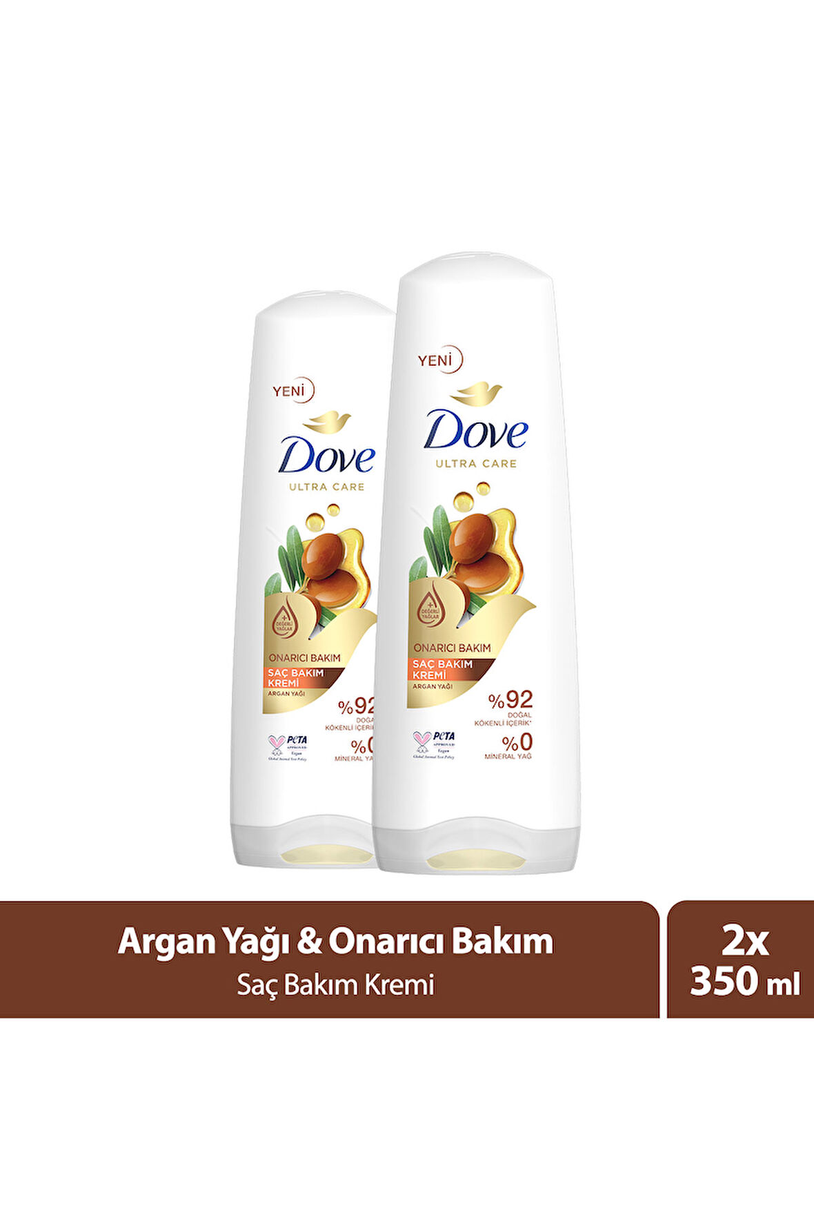 Dove Saç Kremi Onarıcı Bakım Argan Yağı 350 ml x2