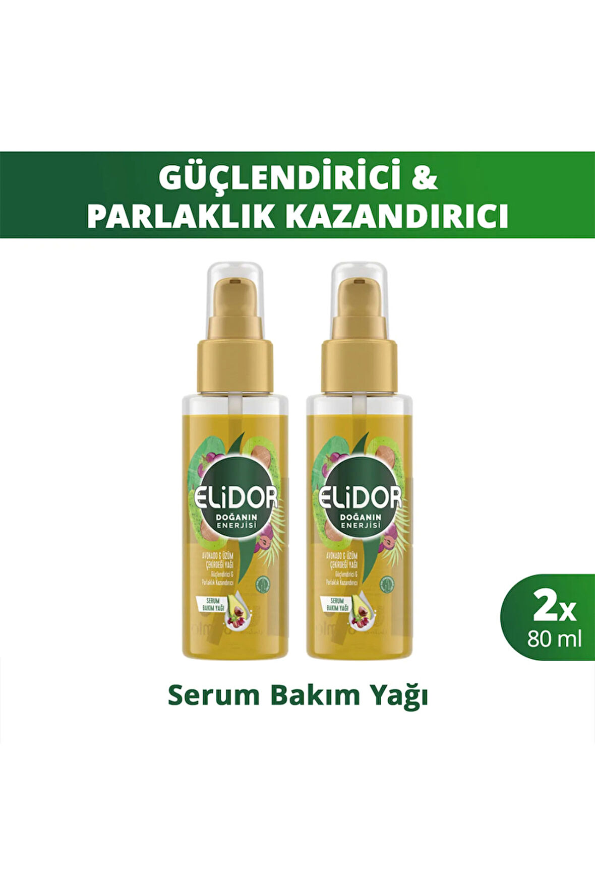 Elidor Serum Saç Bakım Yağı Avokado ve Üzüm Çekirdeği Yağı 80 ml  x2