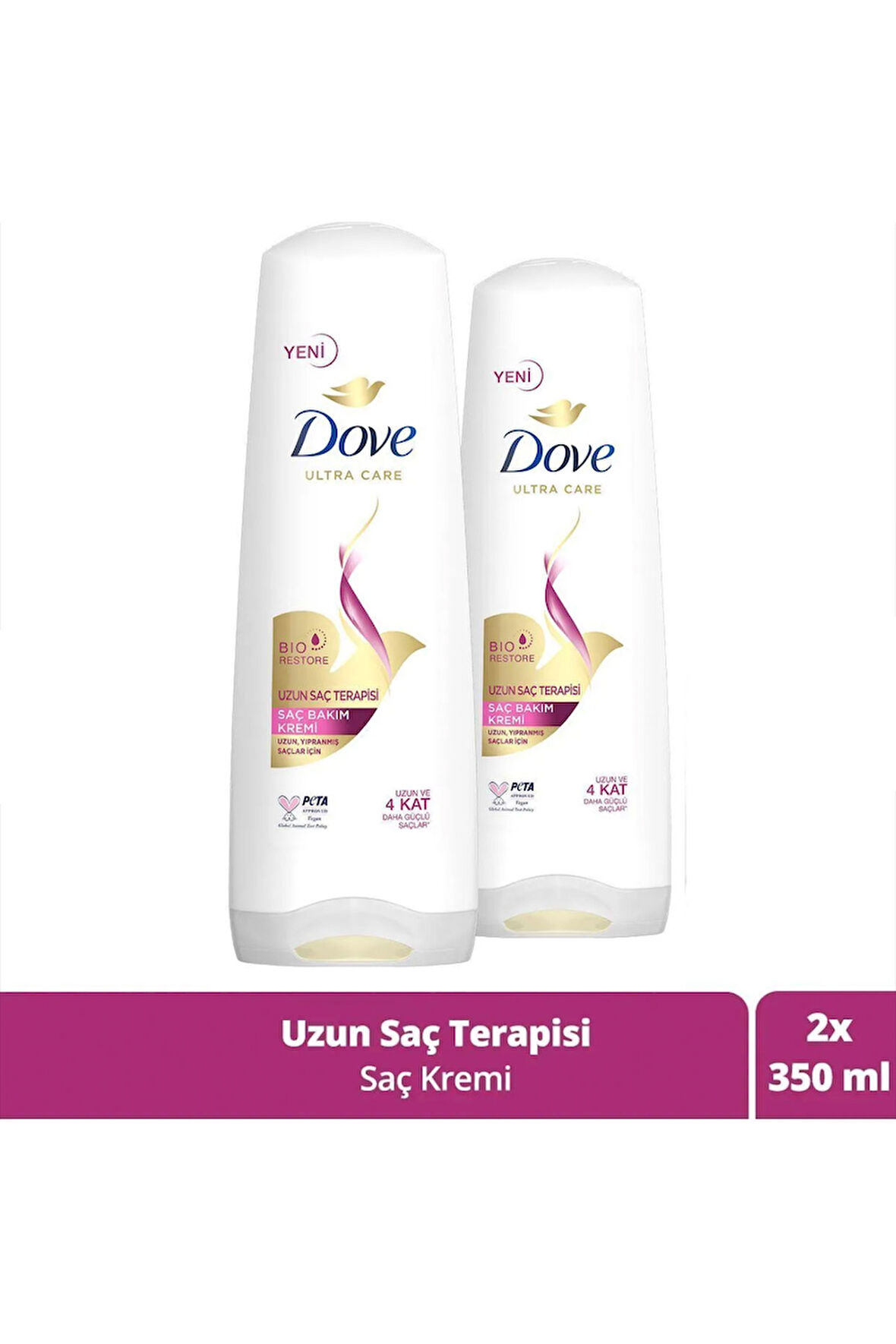 Dove Saç Kremi Uzun Saç Terapisi Yıpranmış Saçlar İçin 350 ml x2