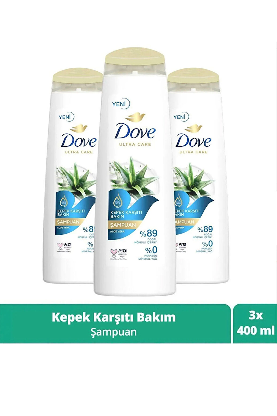 Dove Şampuan Kepek Karşıtı Bakım Aloe Vera 400 ml x3
