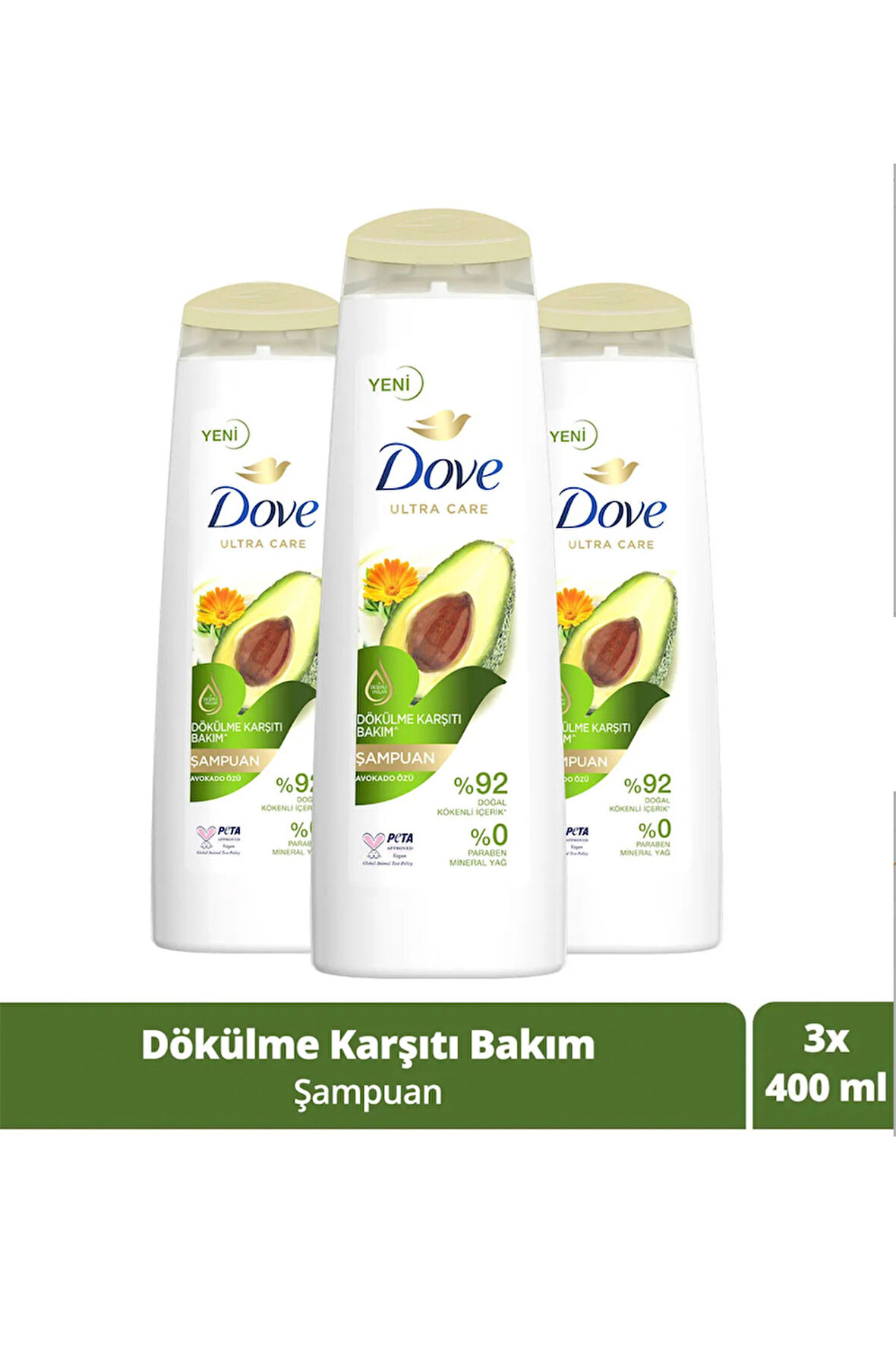 Dove Şampuan Dökülme Karşıtı Bakım Avokado Özü 400 ml x3