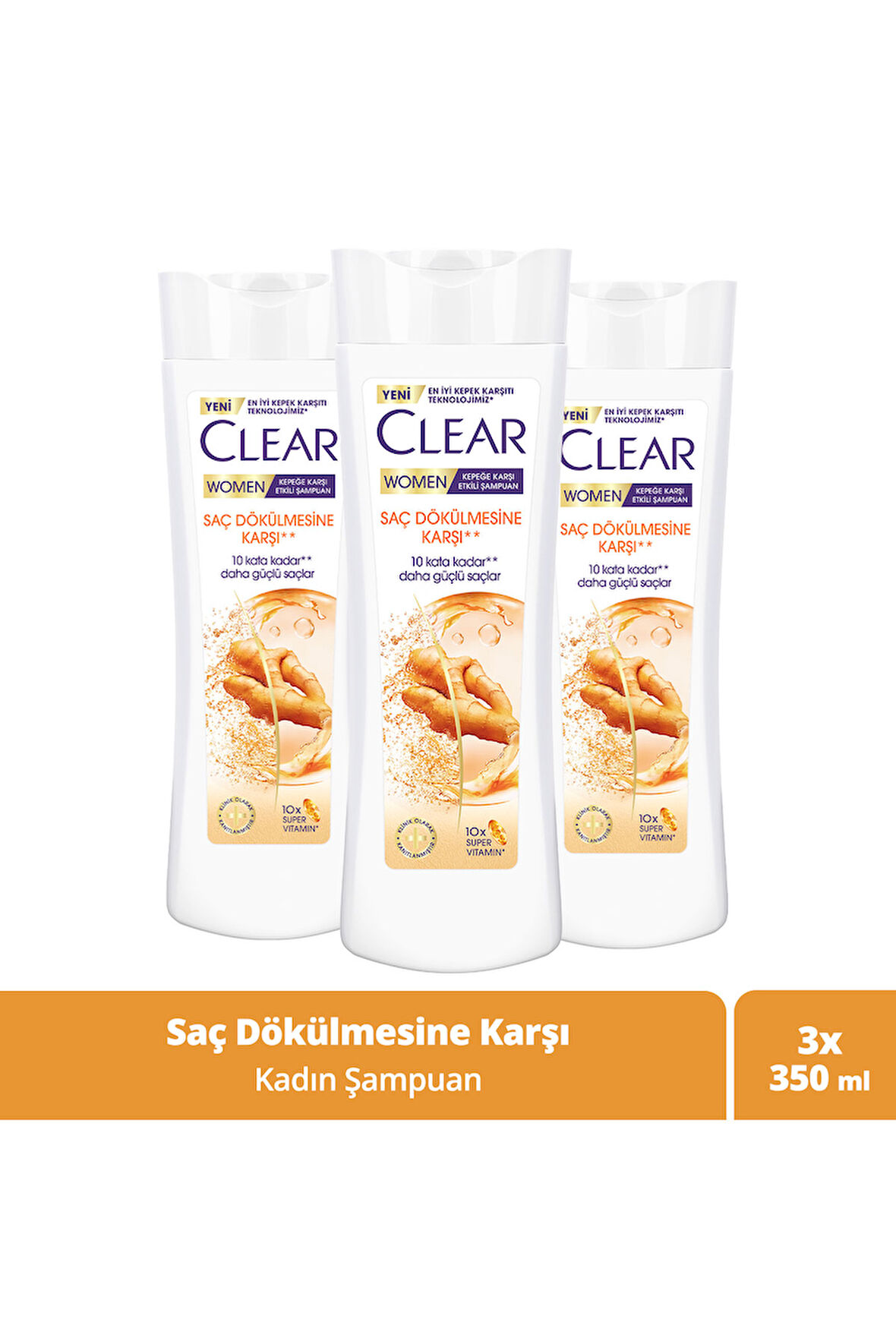 Clear Kepeğe Karşı Şampuan Saç Dökülmesine Karşı 350 ml x3