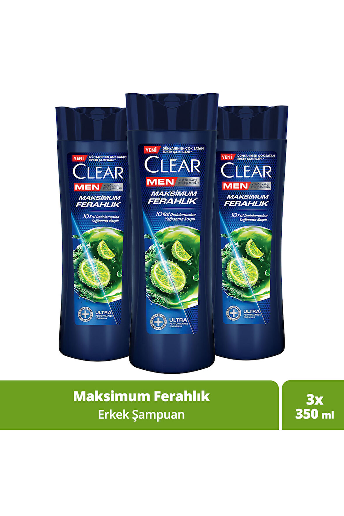 Clear Kepeğe Karşı Şampuan Maksimum Ferahlık 350 ml x3