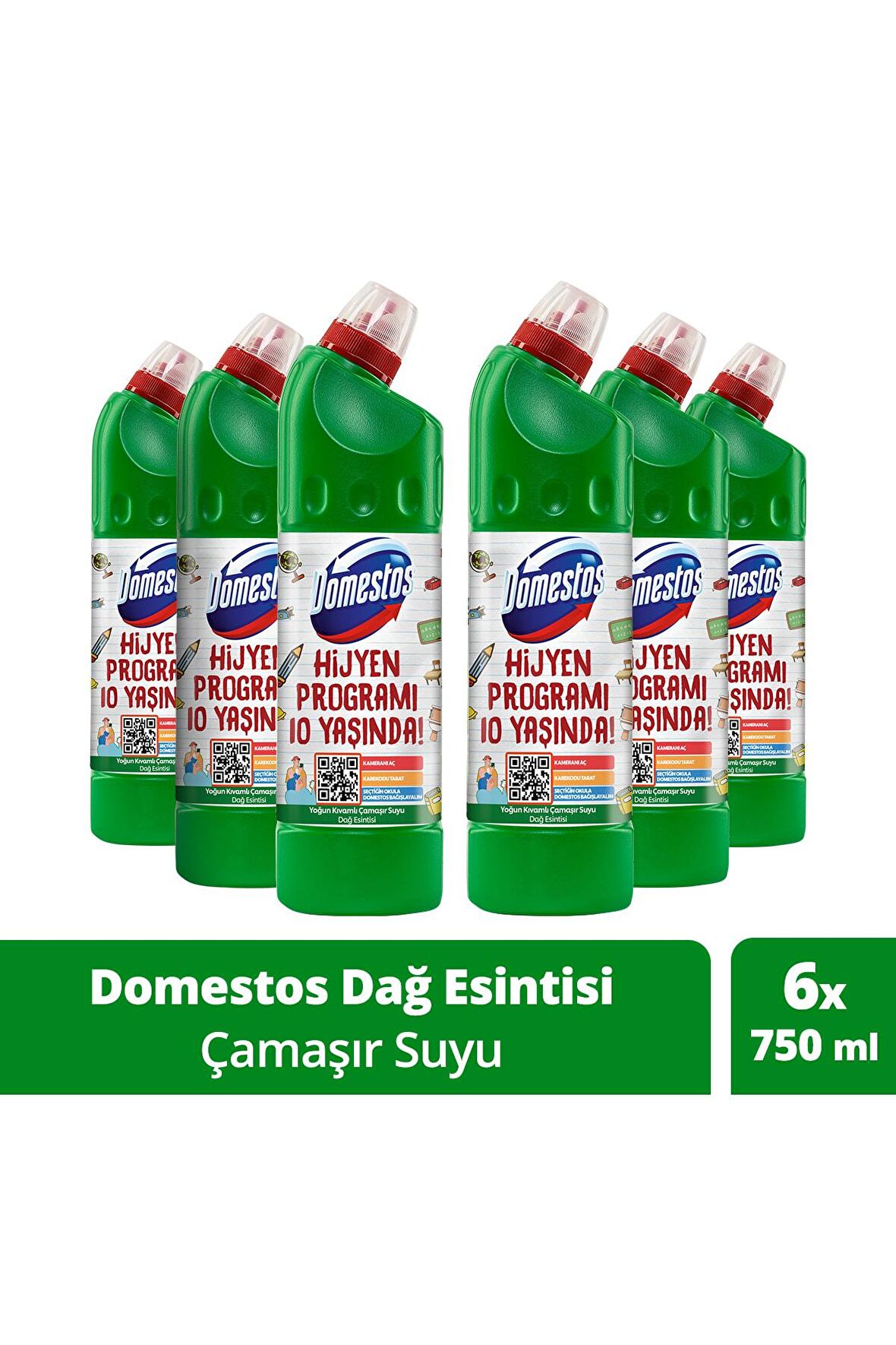 Domestos Yoğun Kıvamlı Çamaşır Suyu Dağ Esintisi Maksimum Hijyen 750 ml 6 Adet