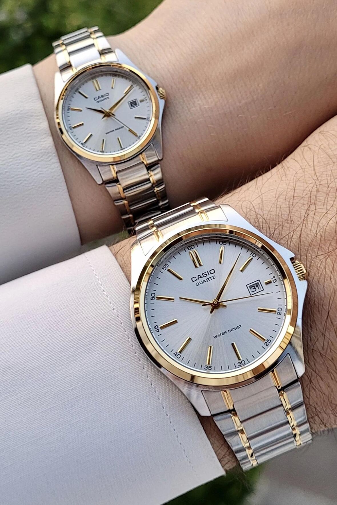 Casio CSISTE56 Gold Gümüş Renk Hediye Paketli Sevgili Çift Kol Saati