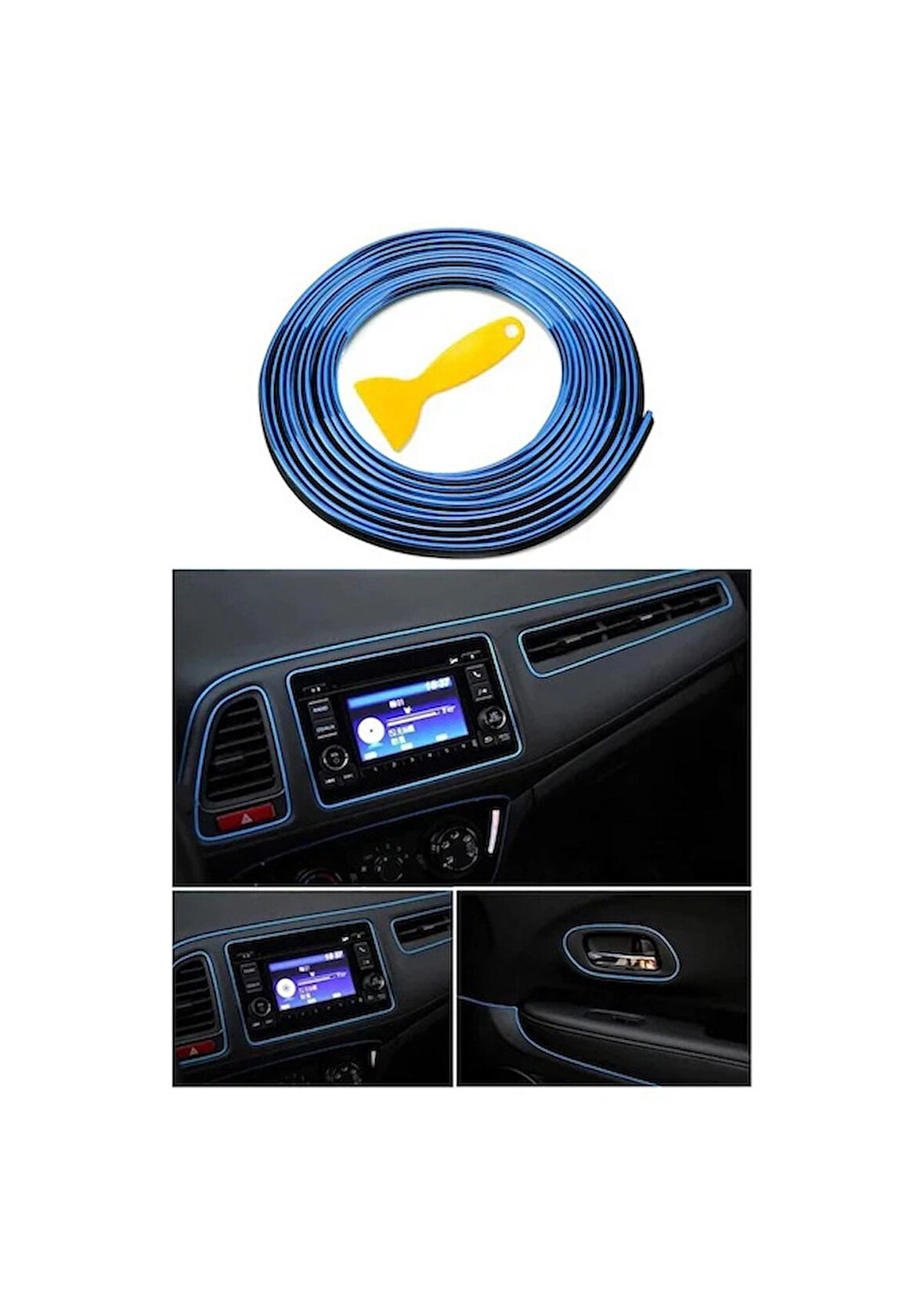 safestore Mavi Trim Fitil Yeni Nesil Araç Içi Ip Şerit Balık Sırtı Nikelajlı 5 Metre