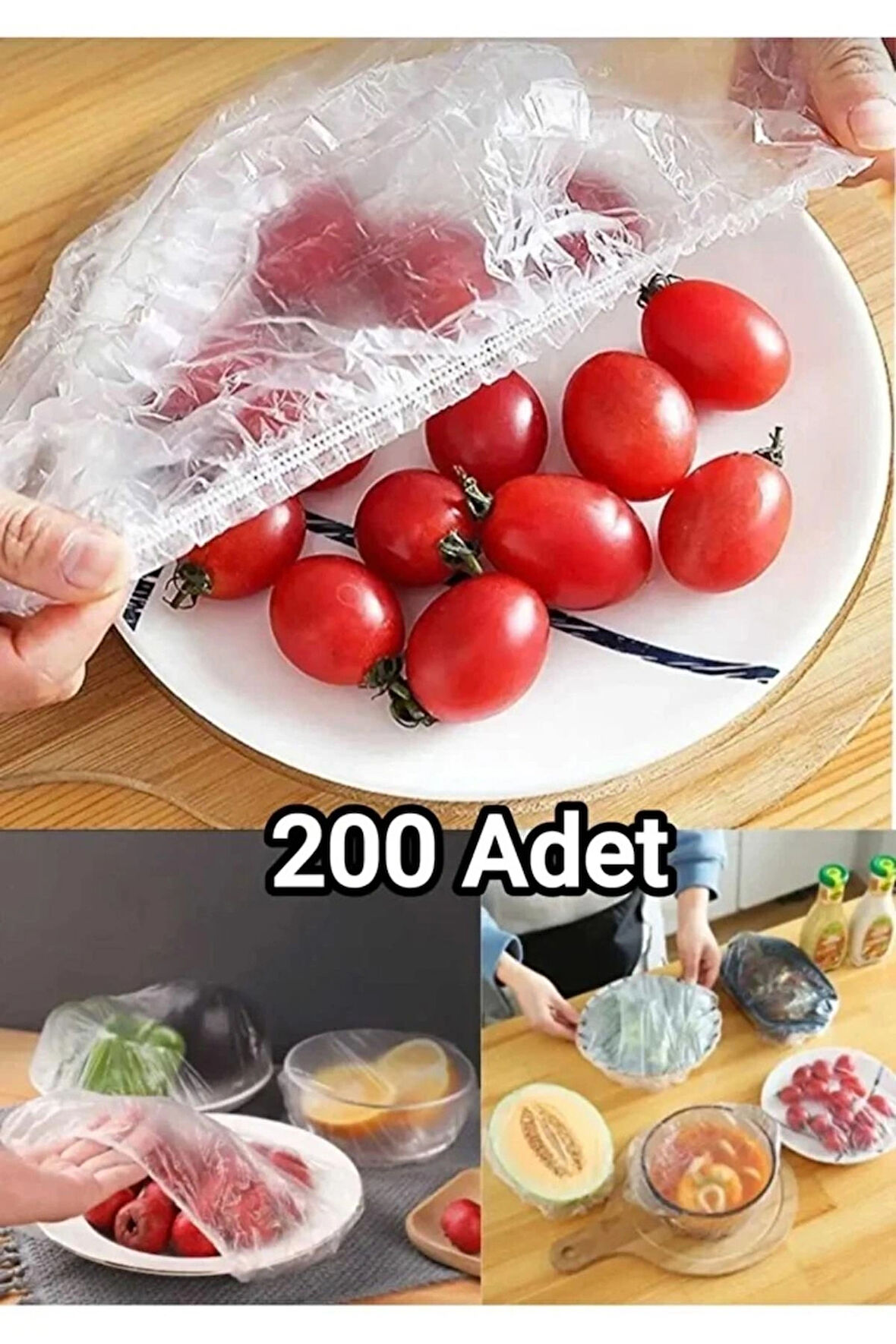 safestore 200 Adet Lastikli Pratik Tazeliği Koruyan Tencere Ve Tabak Bonesi | Çok Amaçlı Kapak Gıda Bonesi