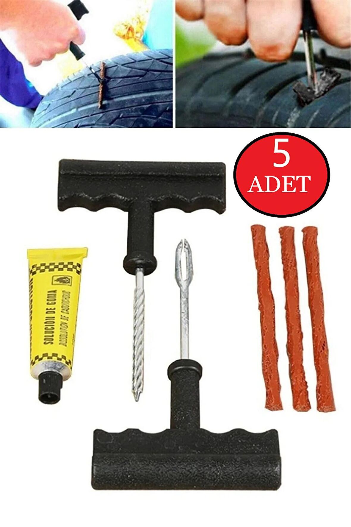 Safestore 5 Adet Lastik Tamir Kiti Fitil Atma Seti 5'li