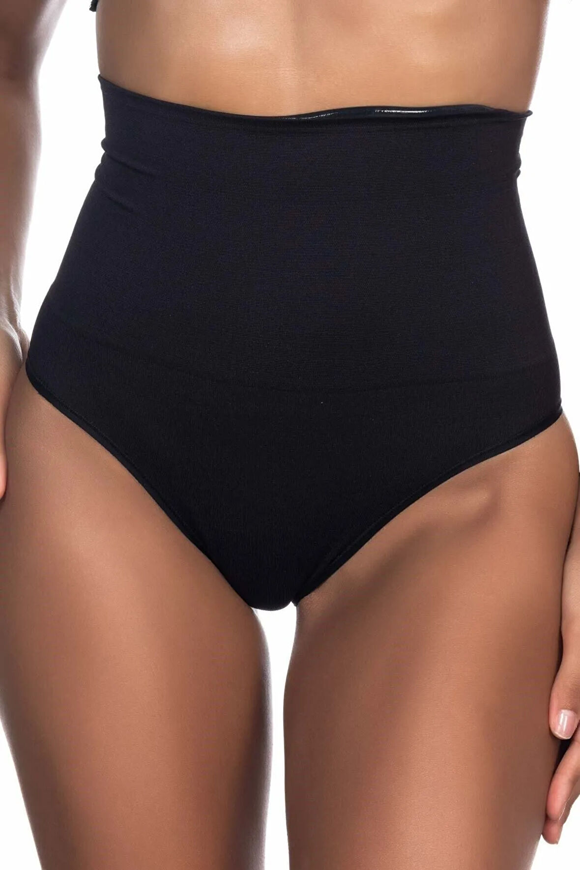 Kadın Dikişsiz Double Brazil Iz Yapmaz Slip Lohusa Korse Siyah