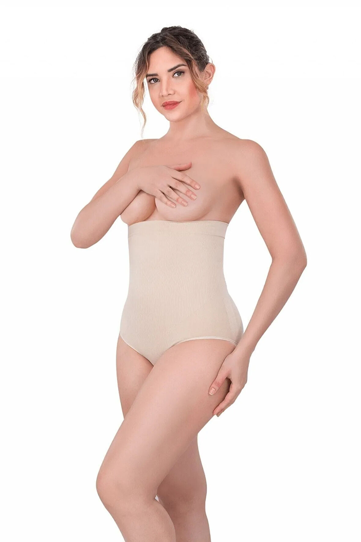 Kadın Dikişsiz Alttan Çıtçıtlı Slip Korse Ten