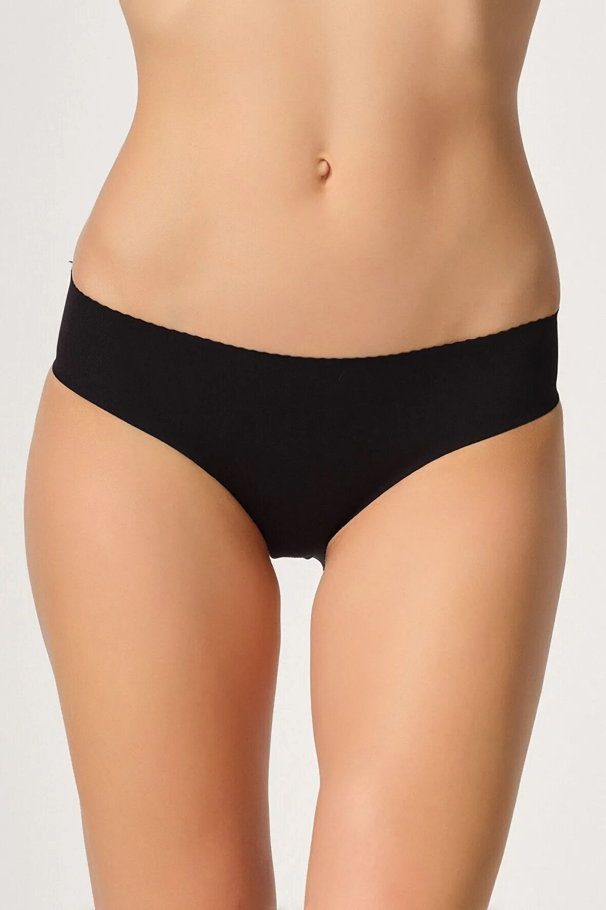 Kadın Siyah Lazer Kesim  Düşük Bel Külot Korse