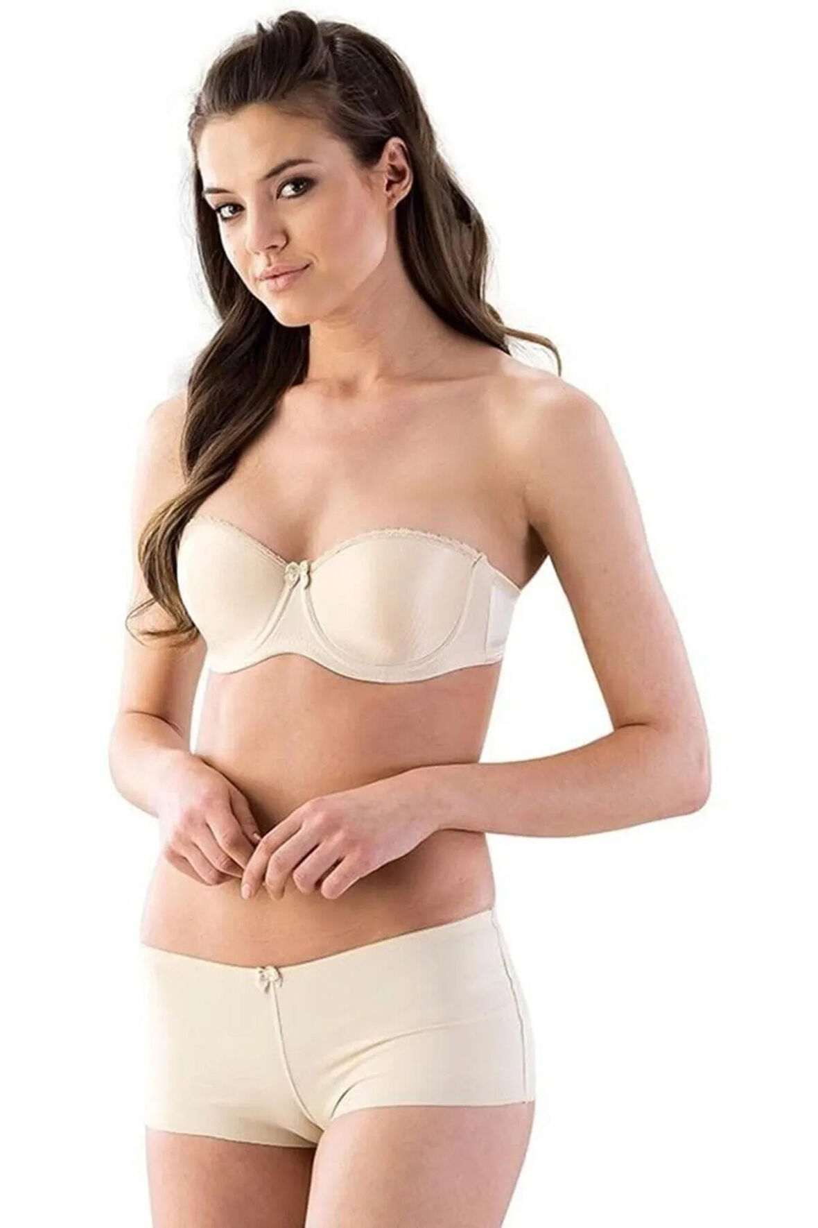 Kadın Bej Çift Katlı Lazer Kesim Iz Yapmaz Boxer