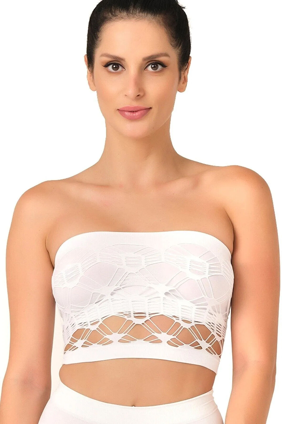 Seamless Straplez Çift Kat Örme Bustiyer 4050 Siyah