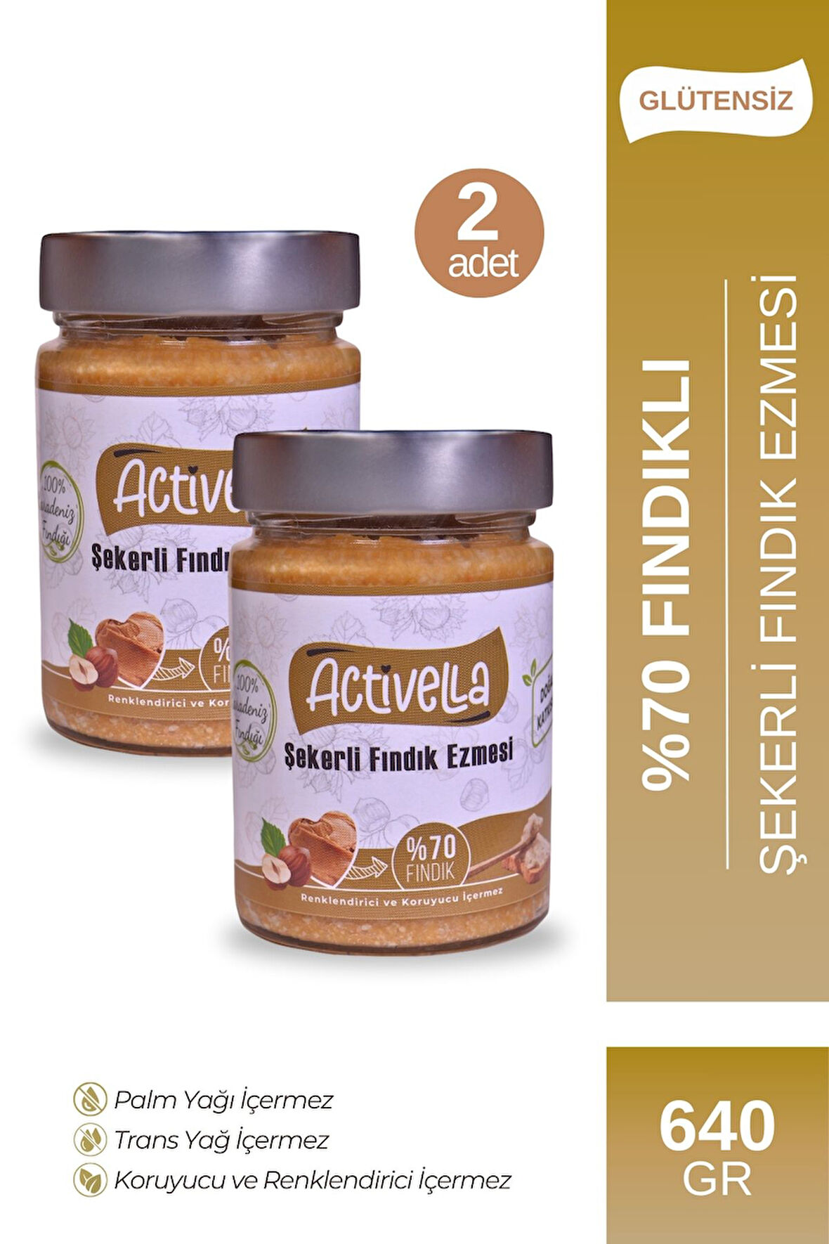 Activella Şekerli Fındık Ezmesi 320gr %70 Fındıklı X2