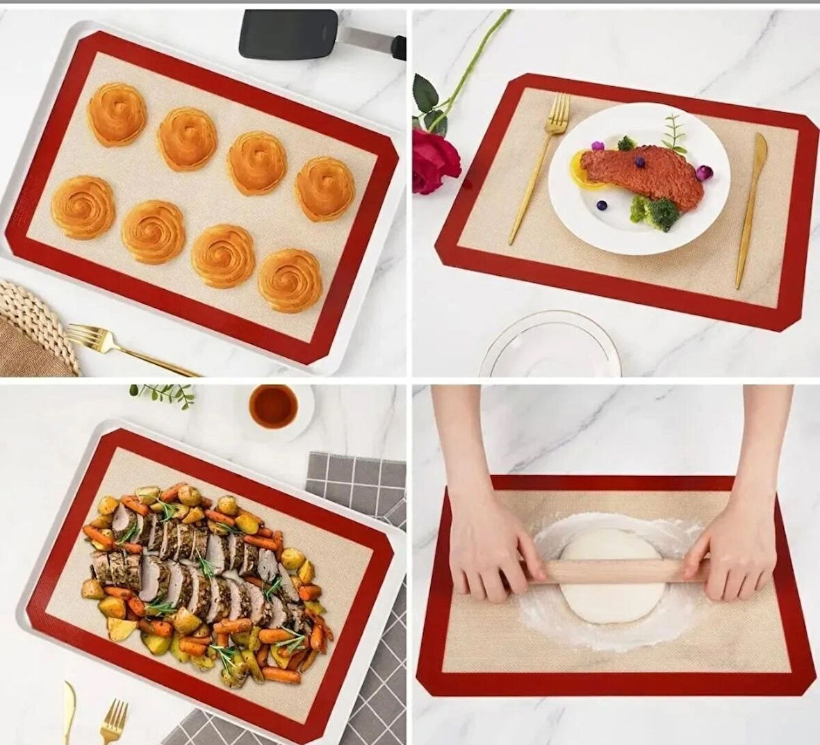 Silikon Yapışmayan ve Yanmayan pişirme Hamur Açma