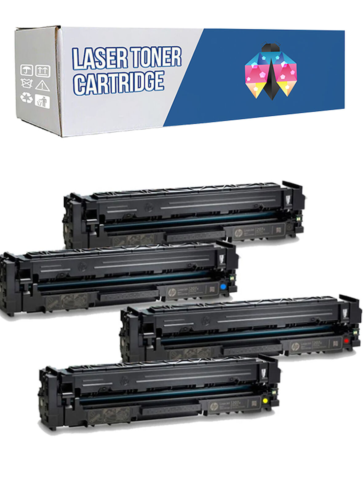 Safir Toner Hp 207A-W2210A LaserJet Pro MFP M283fdw CMYK 1 Set Çipsiz Muadil Toner