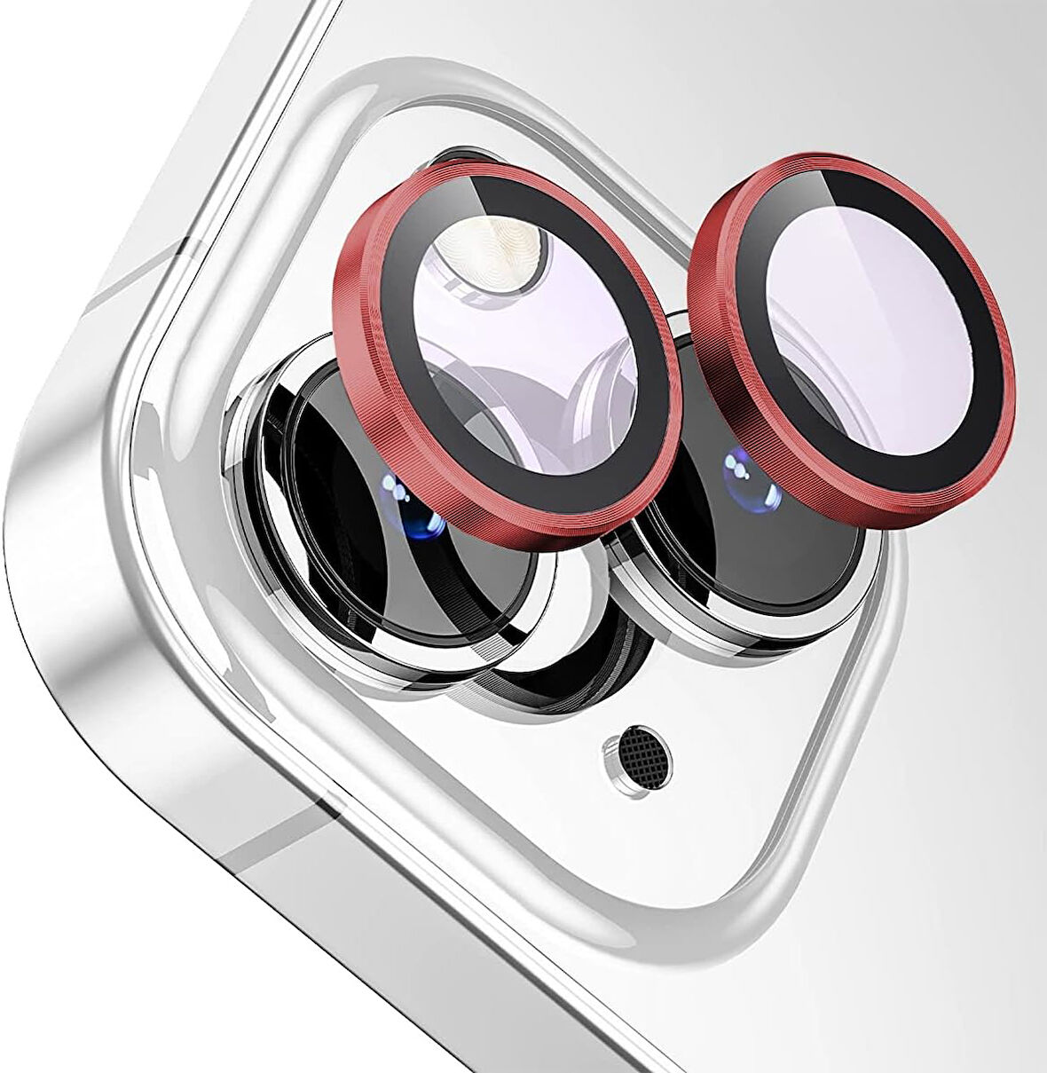 Apple iPhone 13 Mini Gerçek Cam Safir Lens Koruma Kırmızı