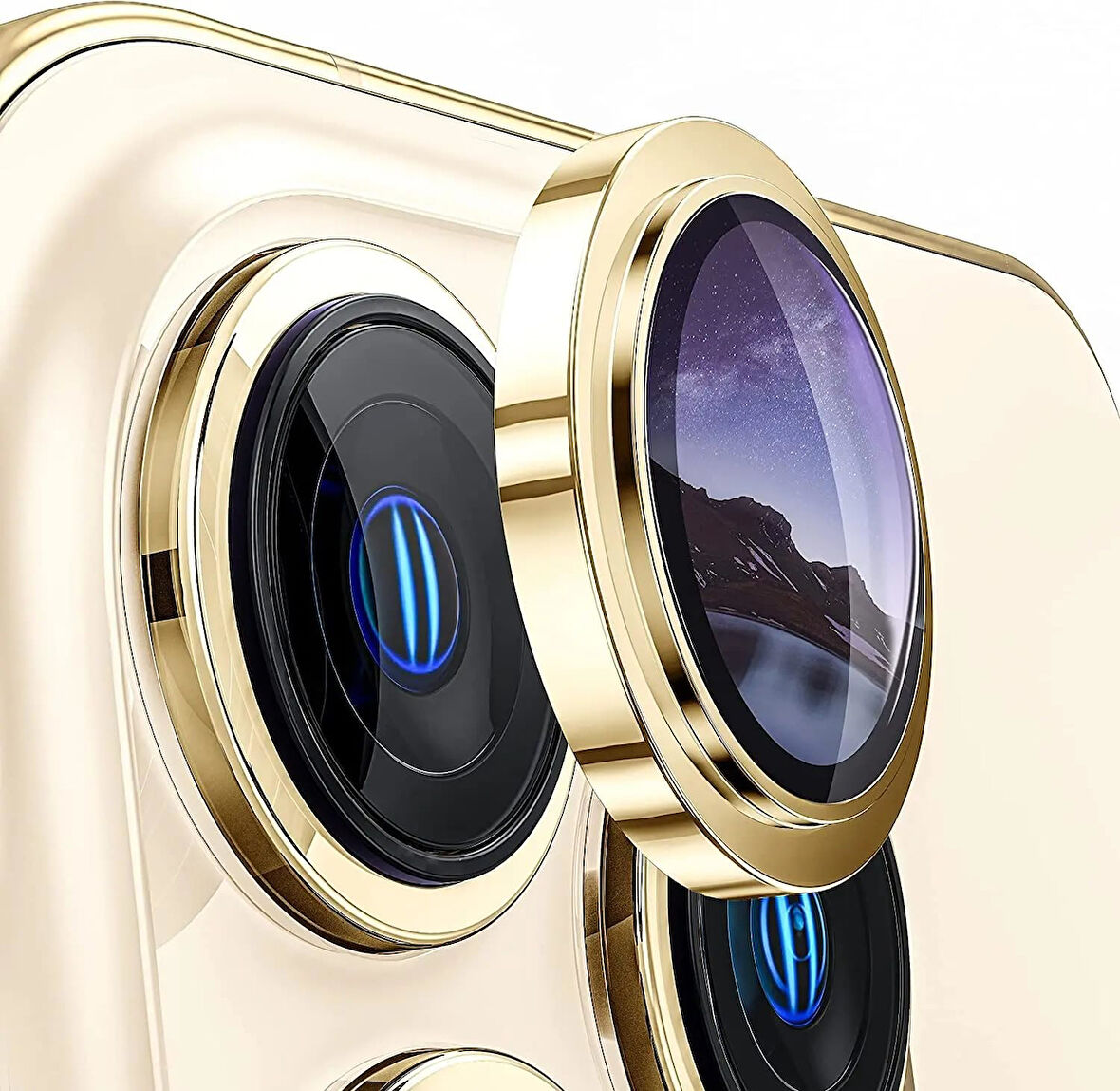 Apple iPhone 12 Pro Max Gerçek Cam Safir Lens Koruma Gold