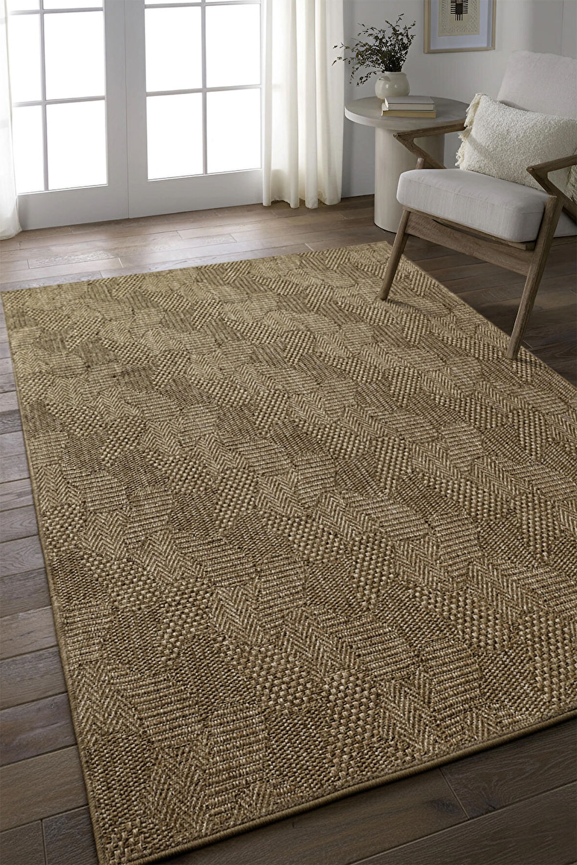  Jüt Tabanlı Hasır Dokuma Örme Bohem Halı Kilim