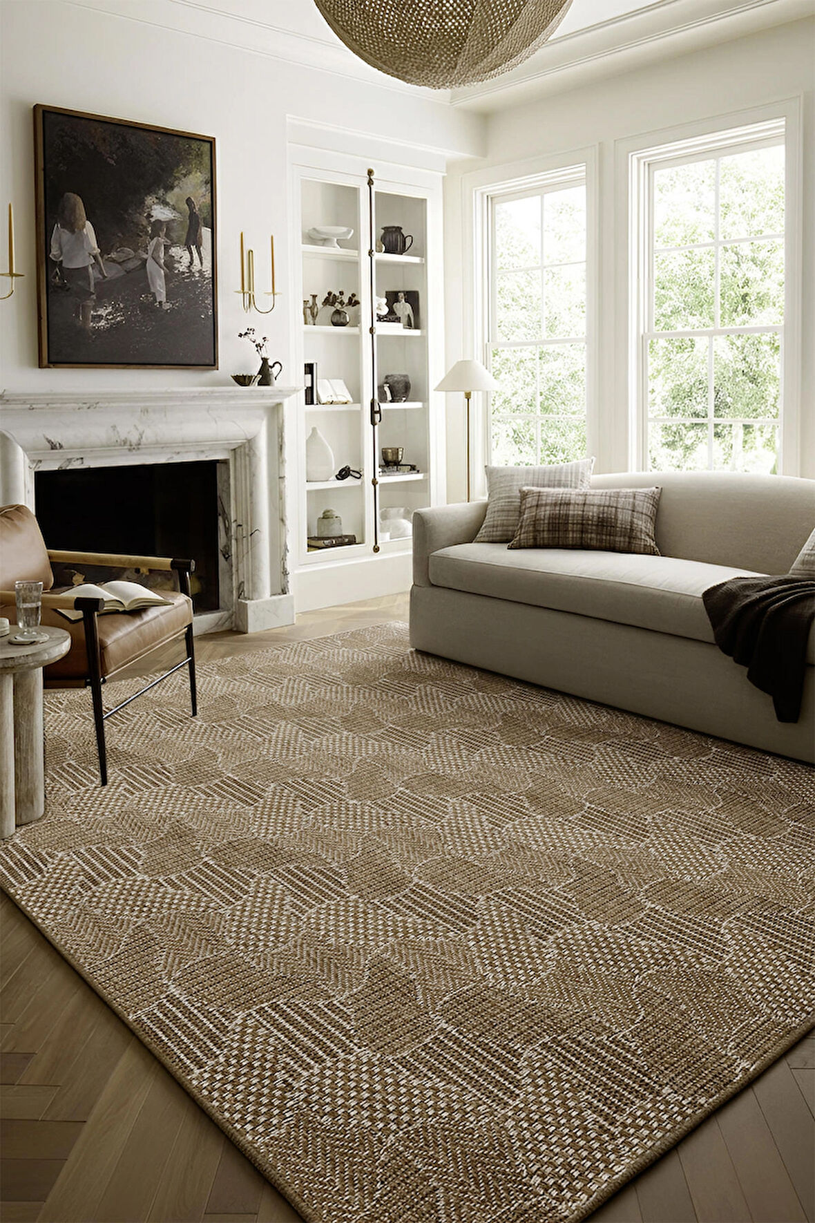  Jüt Tabanlı Hasır Dokuma Örme Bohem Halı Kilim