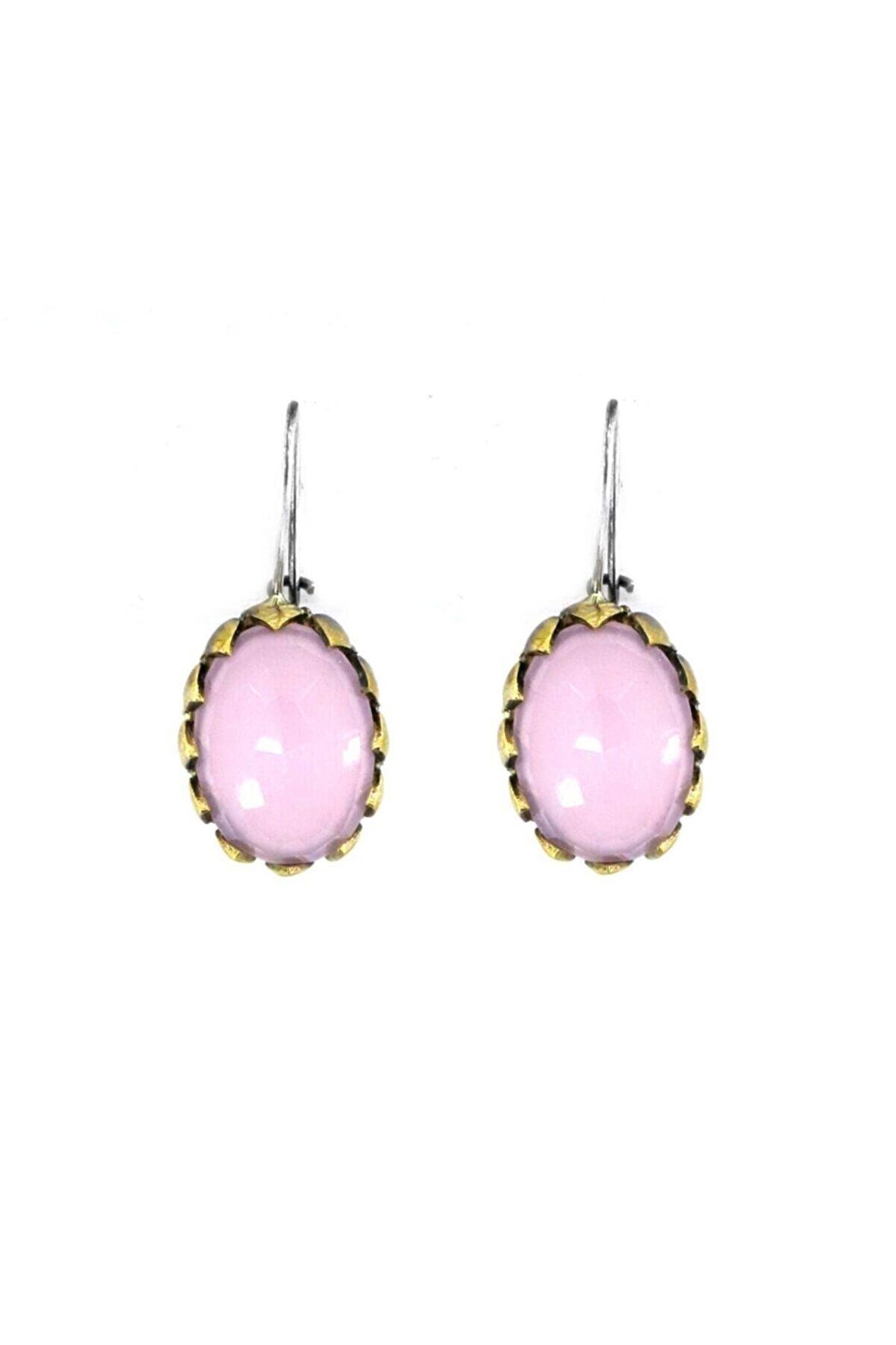 Pembe Kuvars Taşlı Otantik Gümüş Küpe