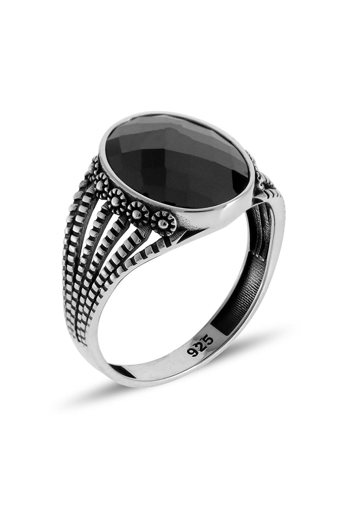 Taç Tasarım Zirkon Taşlı 925 Ayar Erkek Gümüş Yüzük