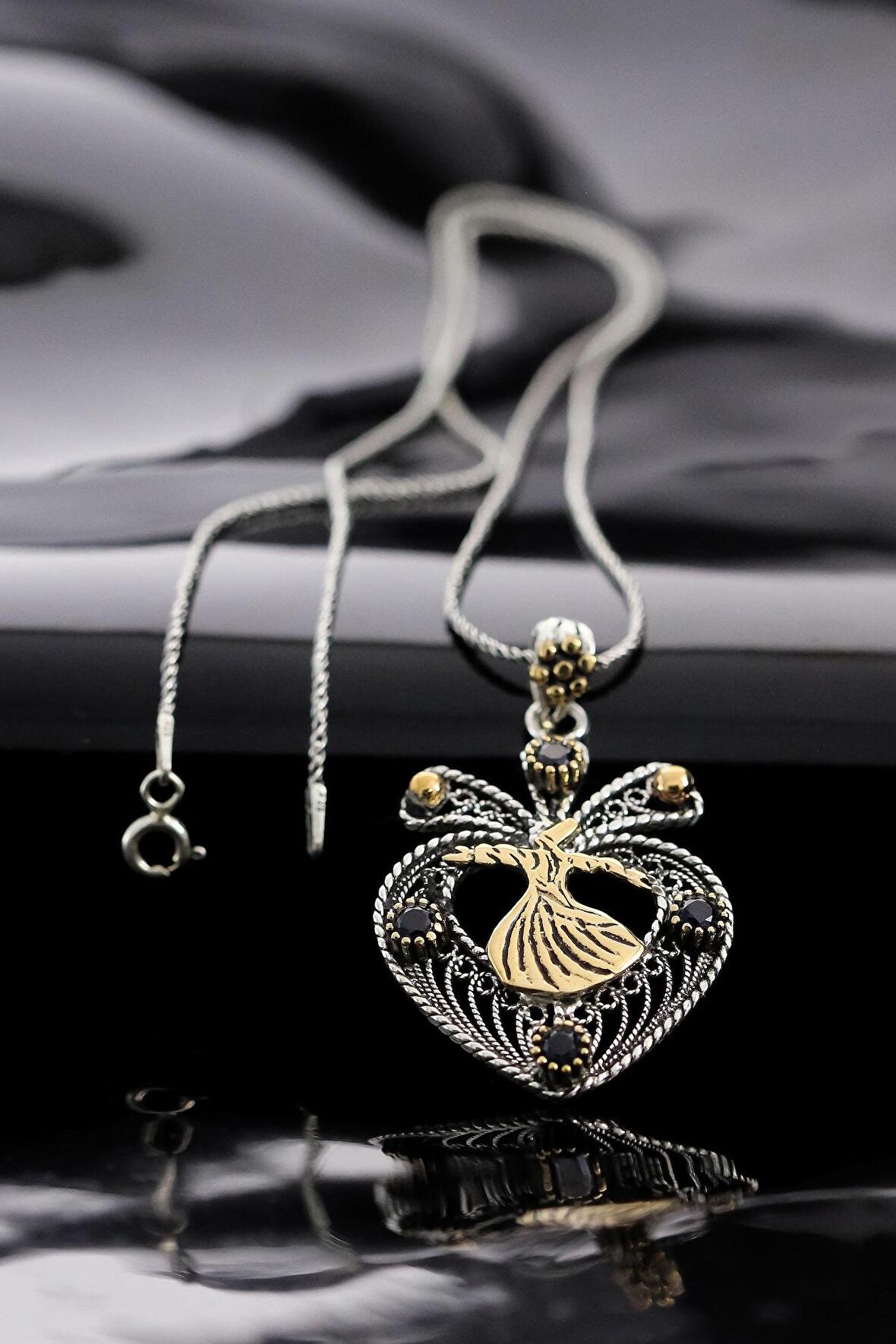 Semazen Kalp Model 925 Ayar Telkari Gümüş Kolye Ucu 