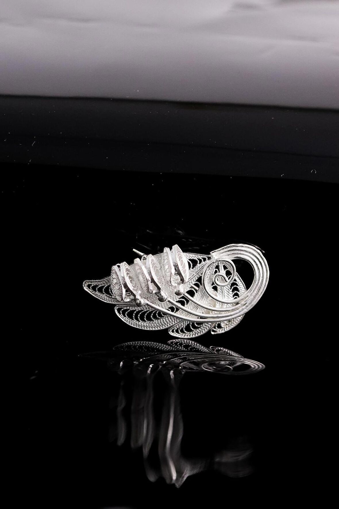 Kuğu Model El Işi Telkari Gümüş Broş & Yaka İğnesi 