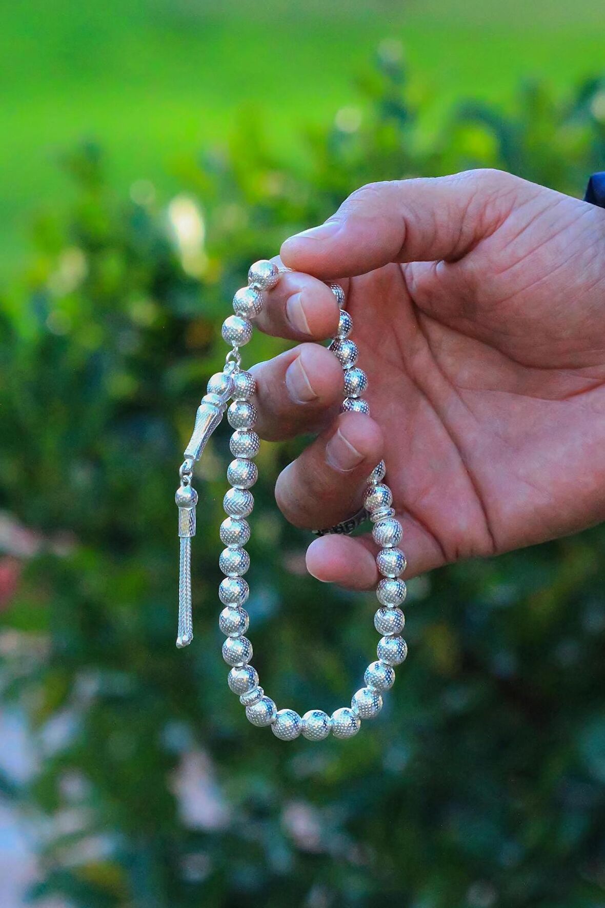 Küre Kesim Benekli Telkari Gümüş Tesbih 