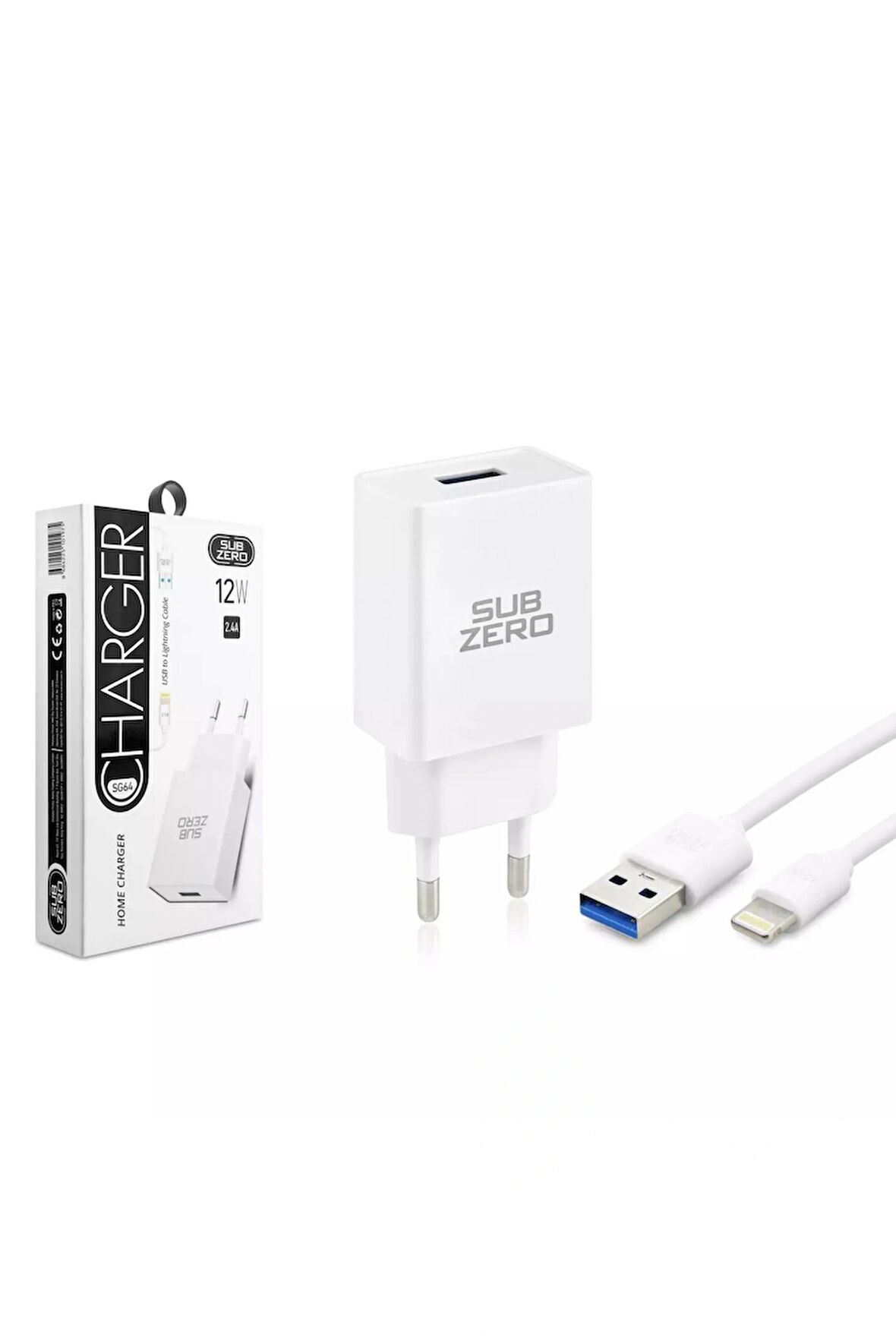 Subzero SG64 12W 2.4A Micro USB Ev Tipi Hızlı Şarj Aleti - Beyaz