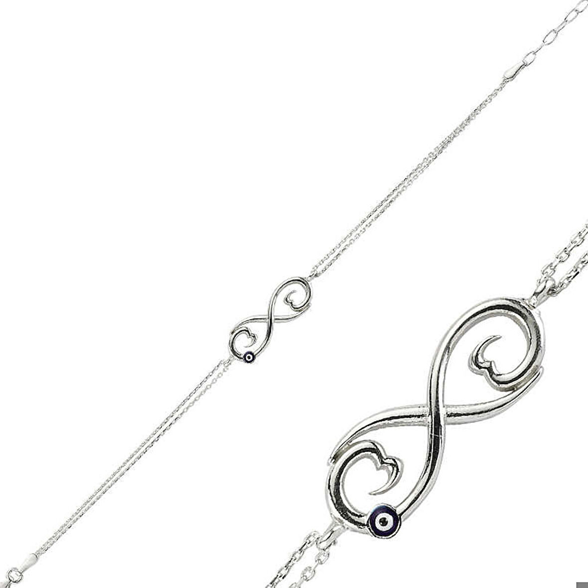 Gümüş Nazarlı Sozsuzluk Kadın Bileklik