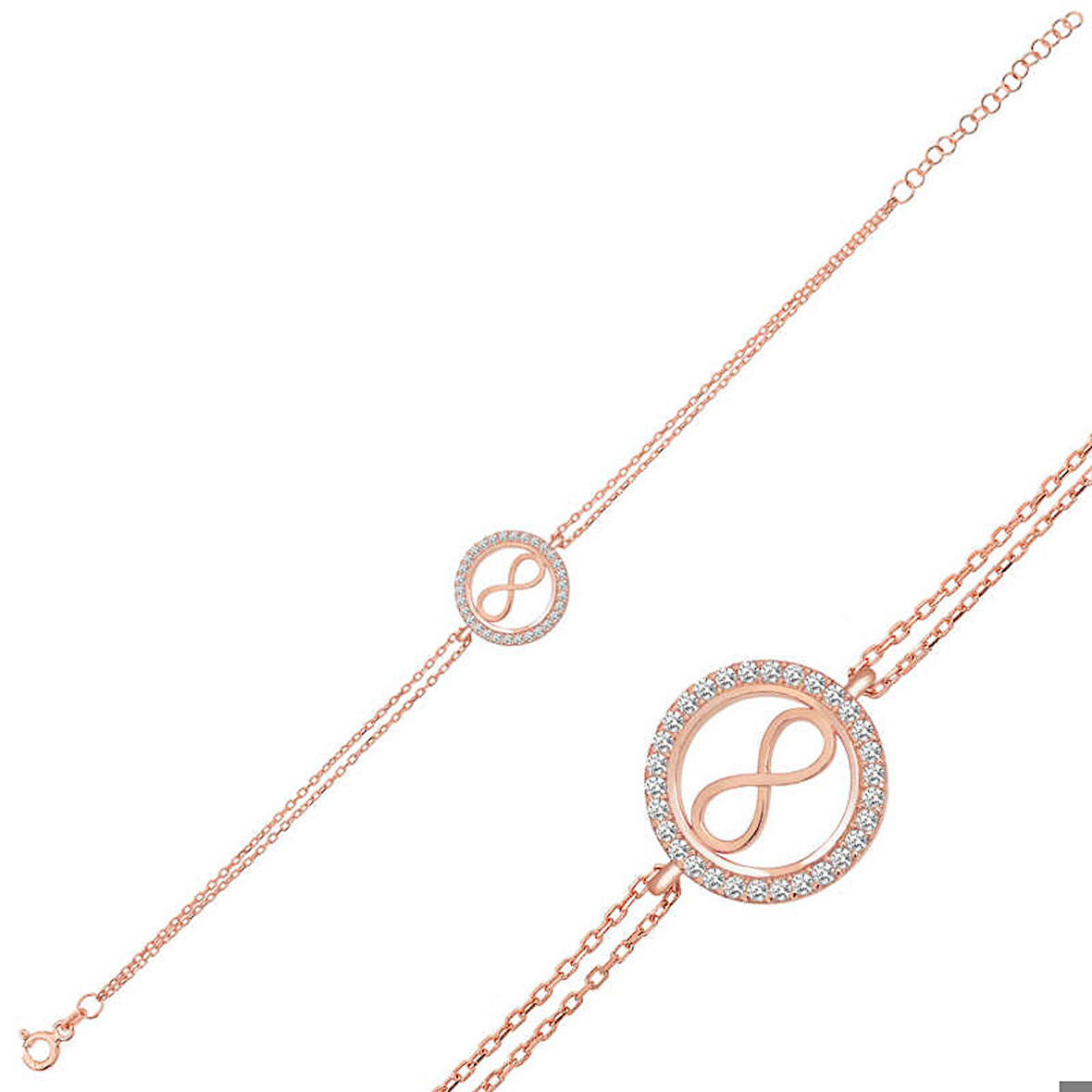 Gümüş Rose Sonsuzluk Kadın Bileklik