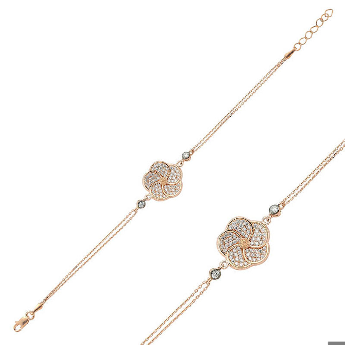 ​Gümüş Rose Papatya Kadın Bileklik