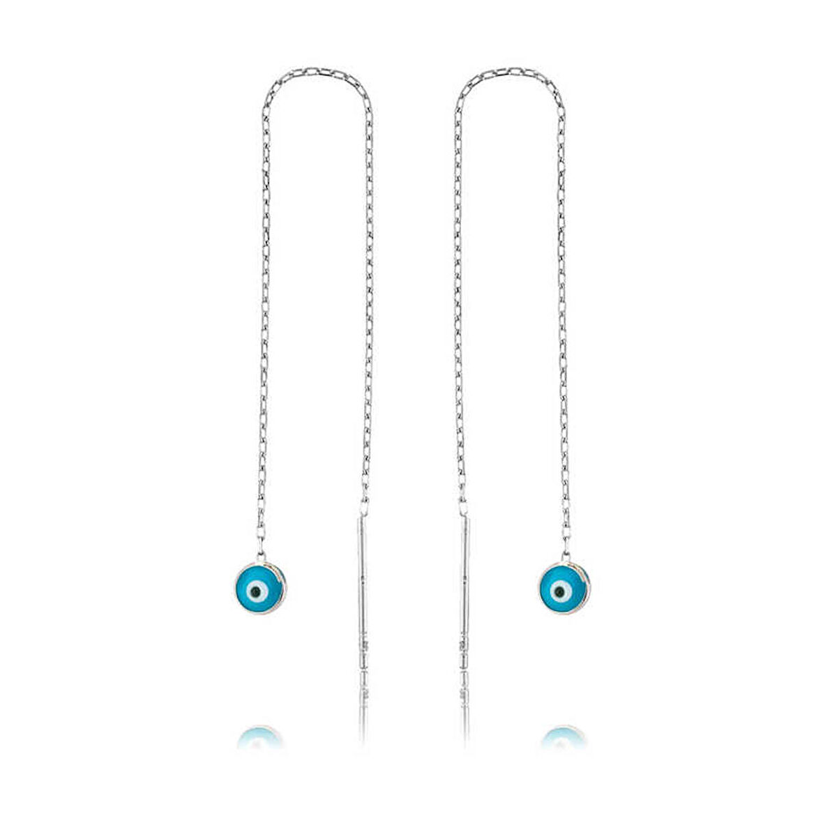 Gümüş Nazar Zincirli Küpe