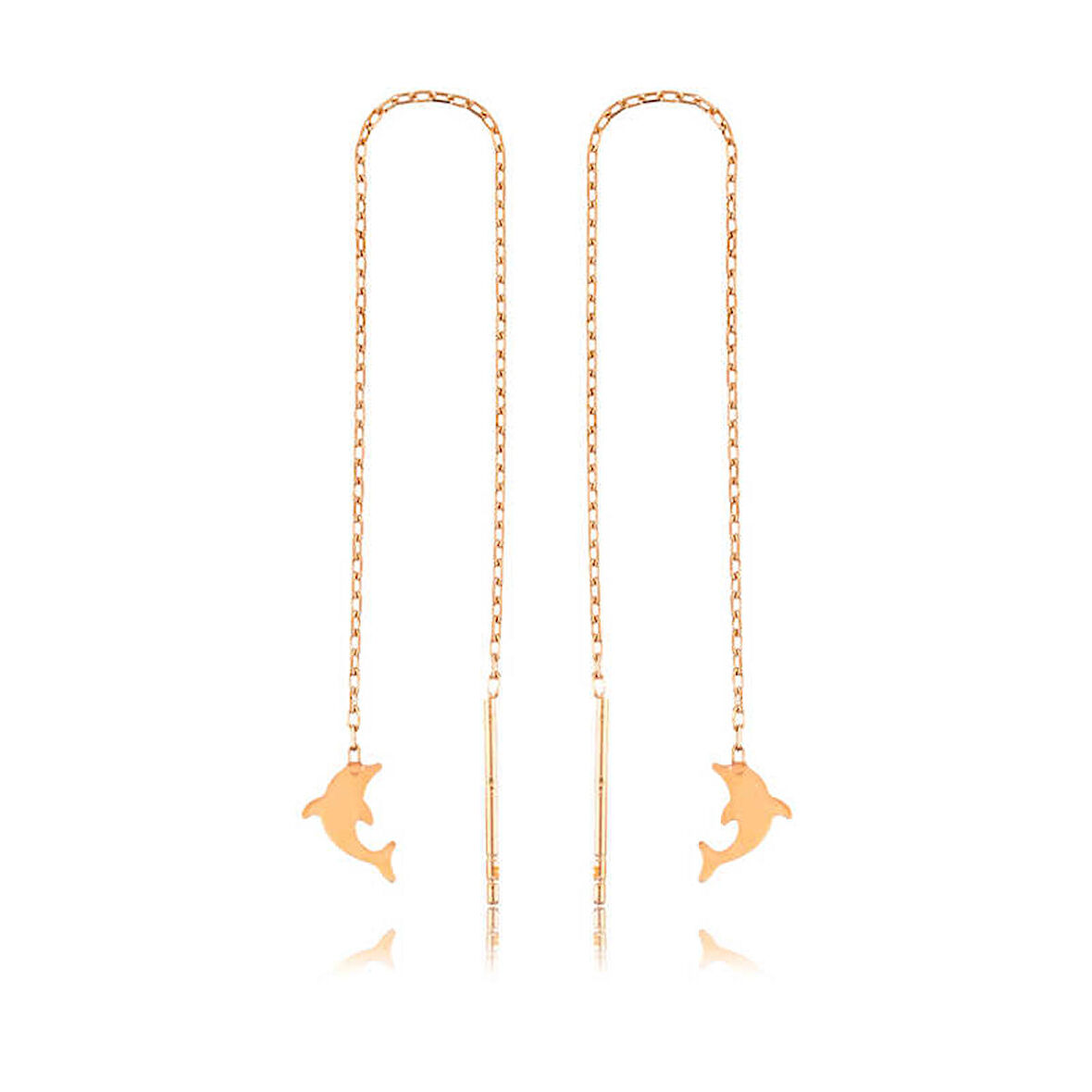 Gümüş Zincirli Yunus Balığı Küpe