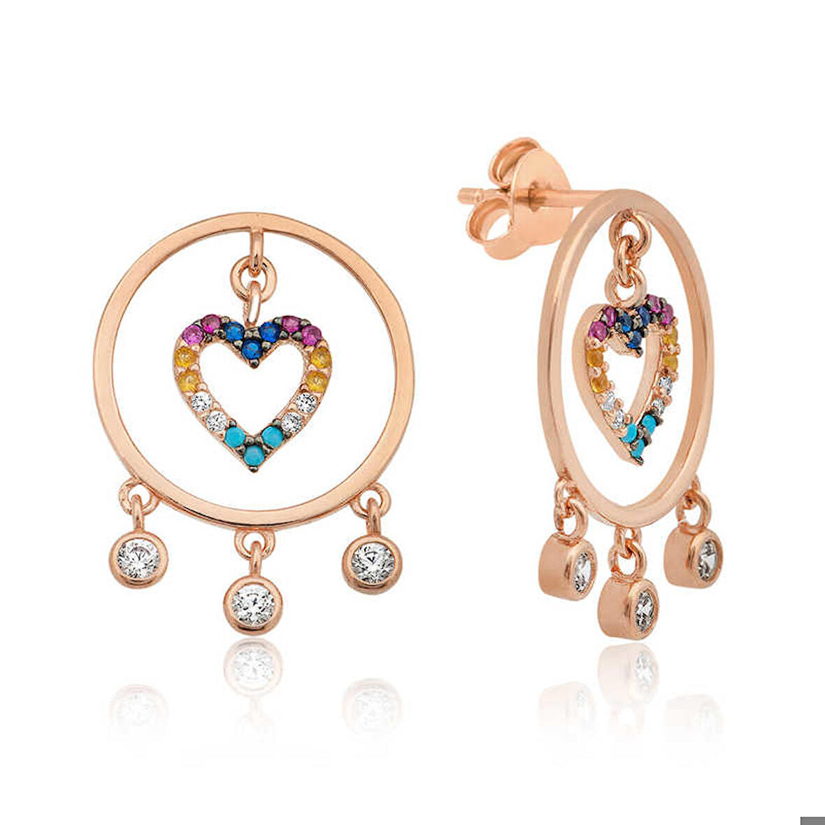 Gümüş Kalpli Halka Kadın Küpe