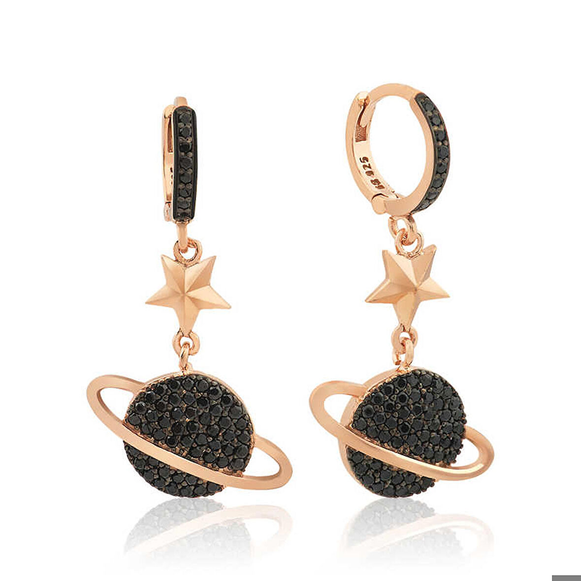 Gümüş Gezegen Kadın Küpe