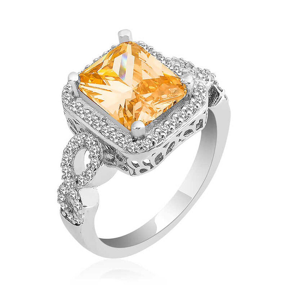 Gümüş Baget Kare Kadın Yüzük