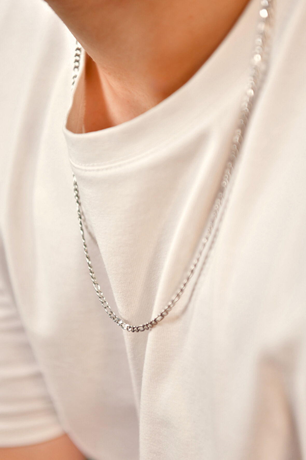 3'e 1 Figaro Model Erkek Çelik Zincir Kolye 3 Mm