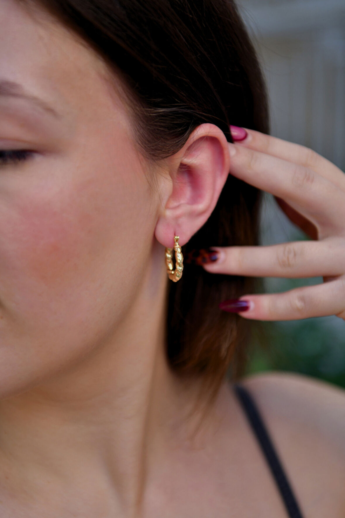 Burma/Burgu Çiftli Kadın Çelik Halka Küpe