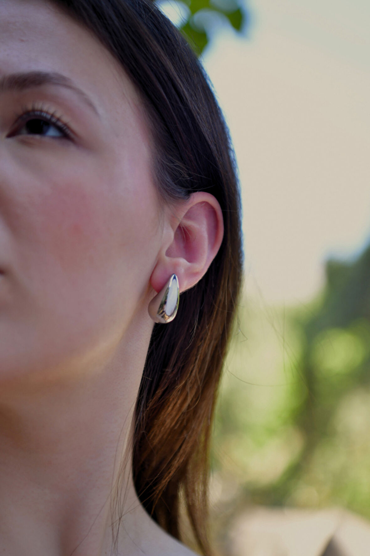 Damla Şişme Model Kadın Çelik Halka Küpe