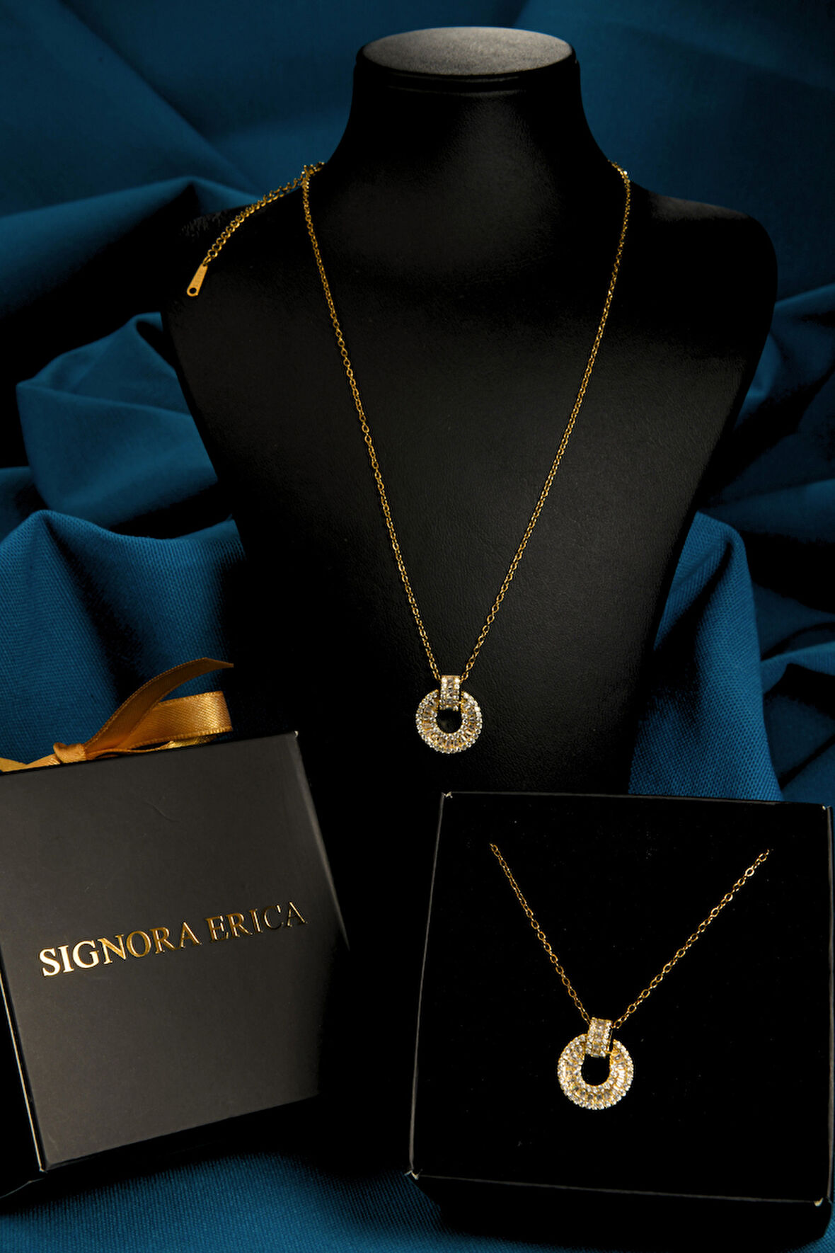 Baget Taşlı Halka Model Kadın Çelik Kolye