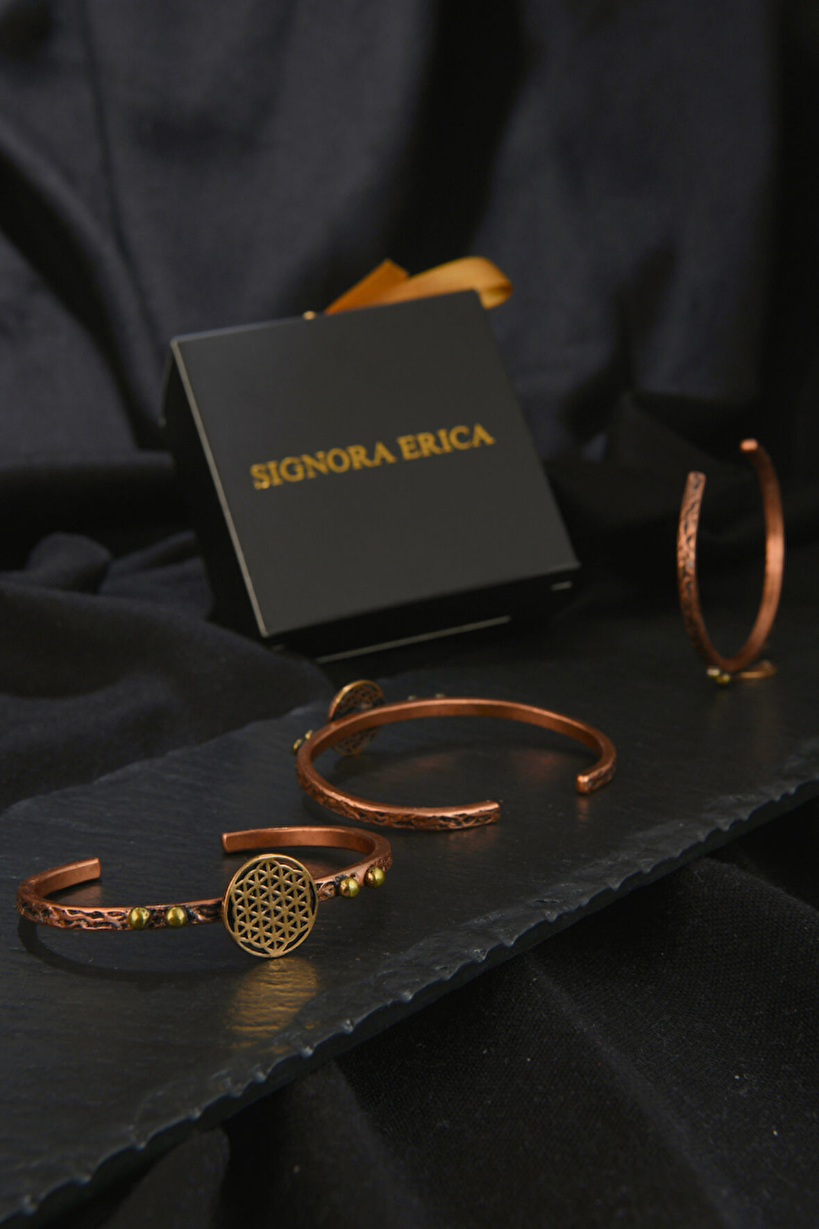 Lotus Çiçeği Model Bakır Bileklik