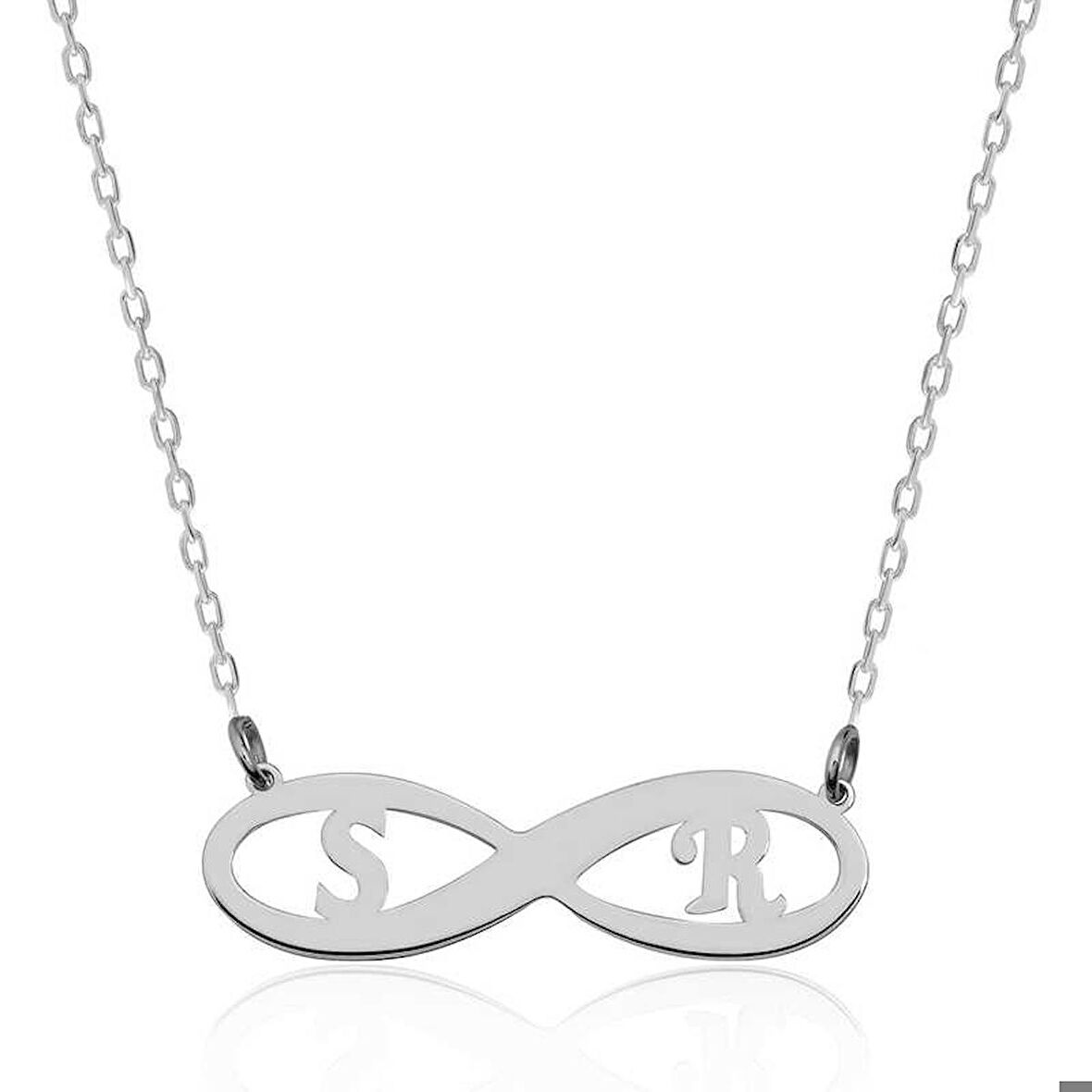 Gümüş Sonsuzluk Harf Kolye