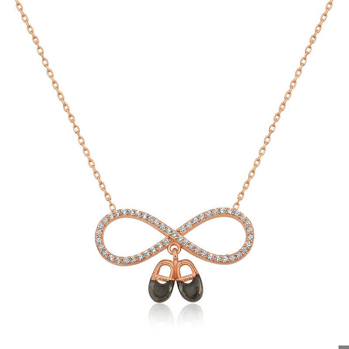 Gümüş Rose Bebek Patikli Sonsuzluk Kadın Kolye