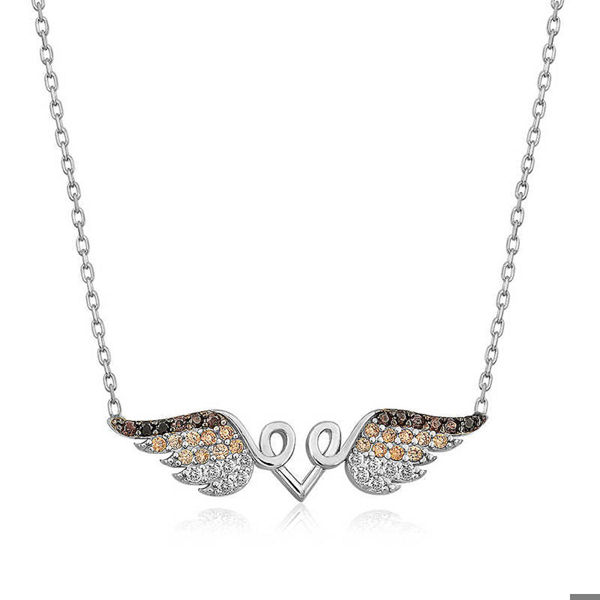 Gümüş Kanatlı Kalp Kolye