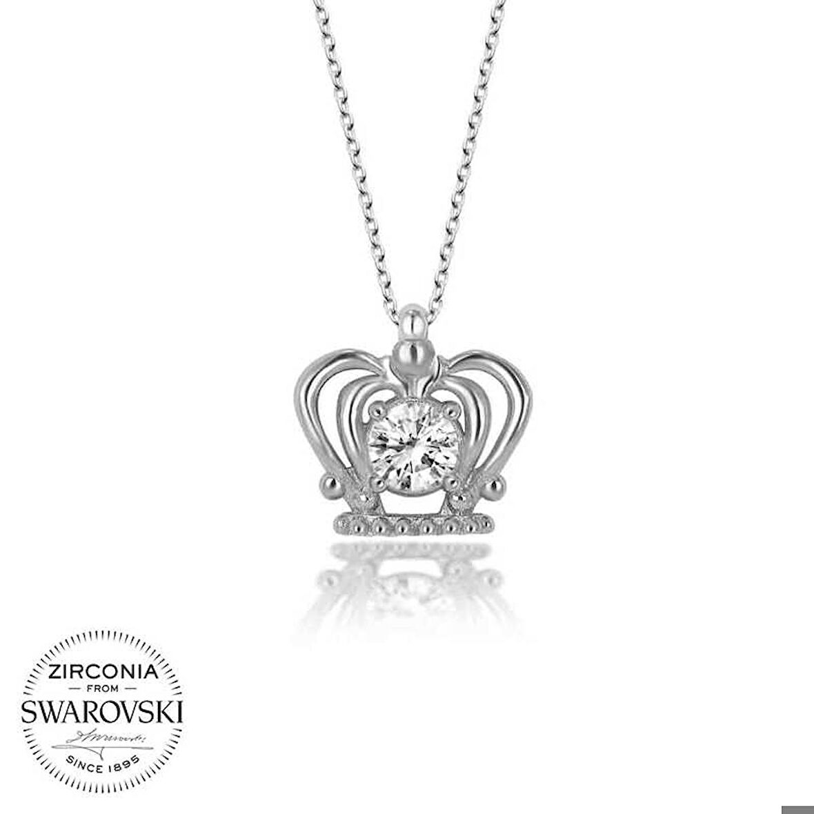 Swarovski Taşlı Gümüş Melek Kadın Kolye