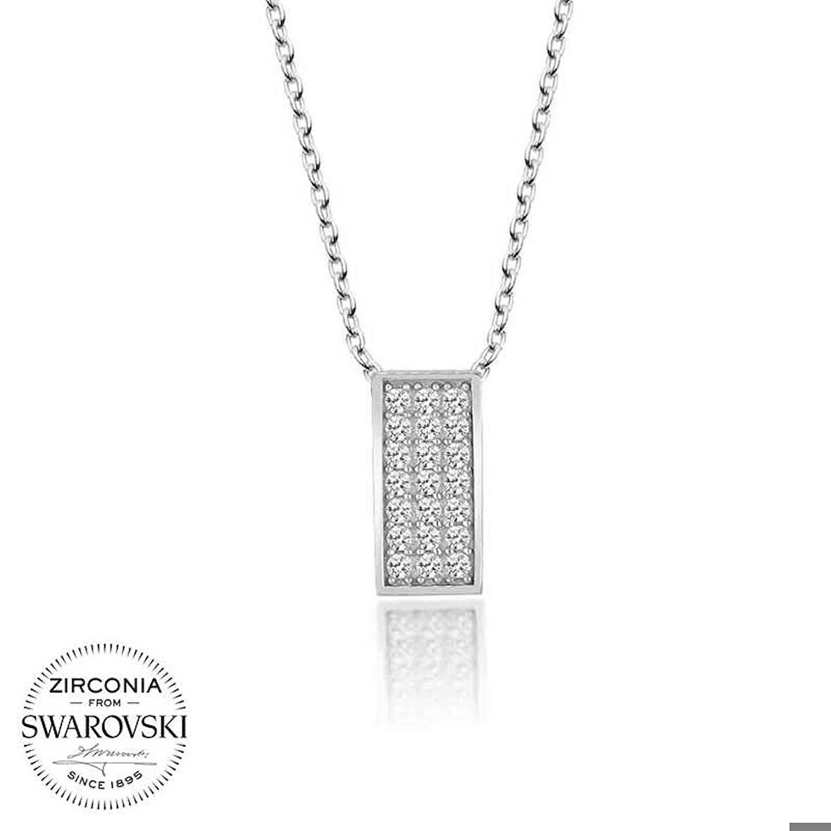 Swarovski Taşlı Gümüş Sırataş Bayan Kolye