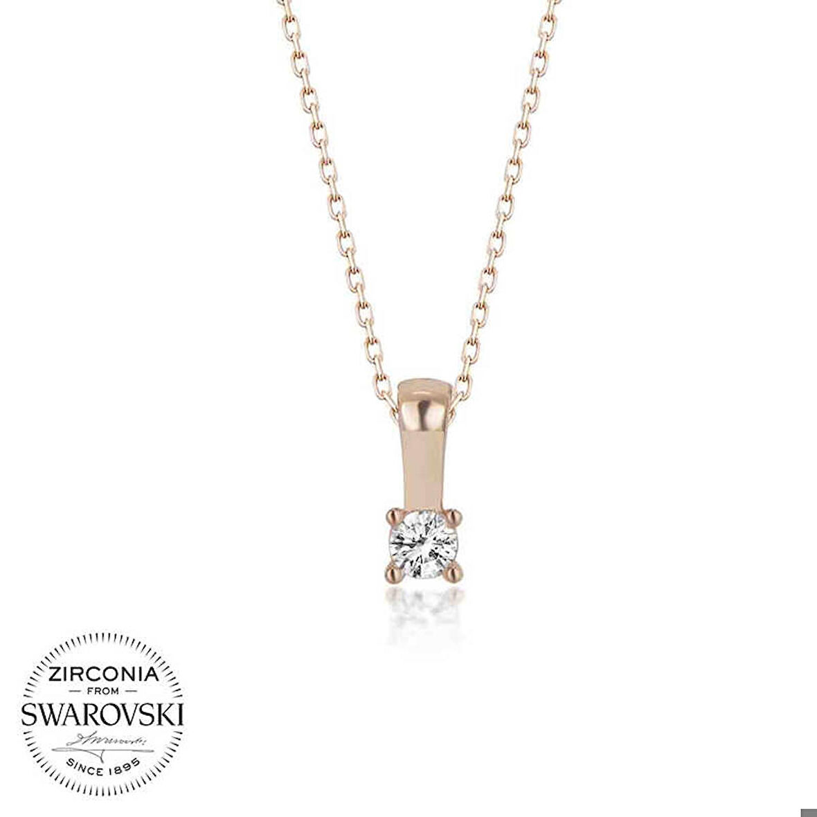 Swarovski Taşlı Gümüş Tektaş Kadın Kolye