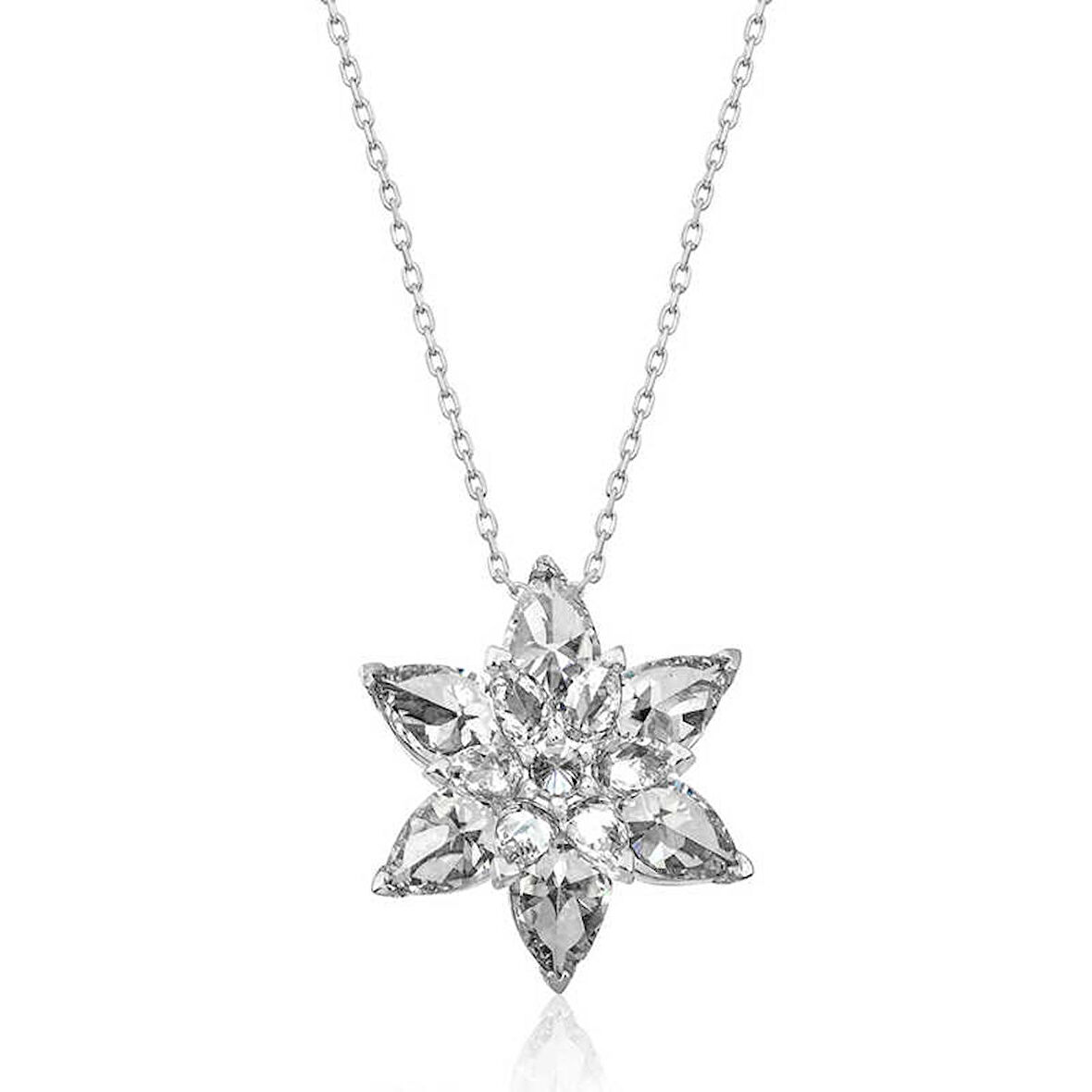 Gümüş Beyaz Lotus Çiçeği Kadın Kolye